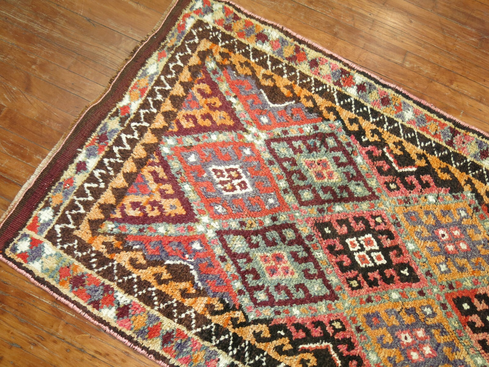 Vintage Decorative Wool Kurdish Kars Gallery Rug Size 3'3''x15' gallery