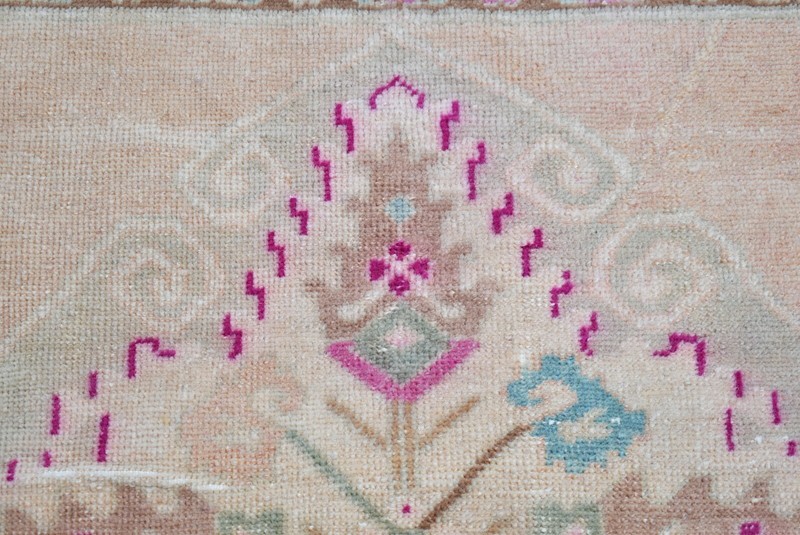 Turkish Rug 25'' x 28'' Anatolian Hand Knotted Oushak Rug Muted Dye Small Rug gallery