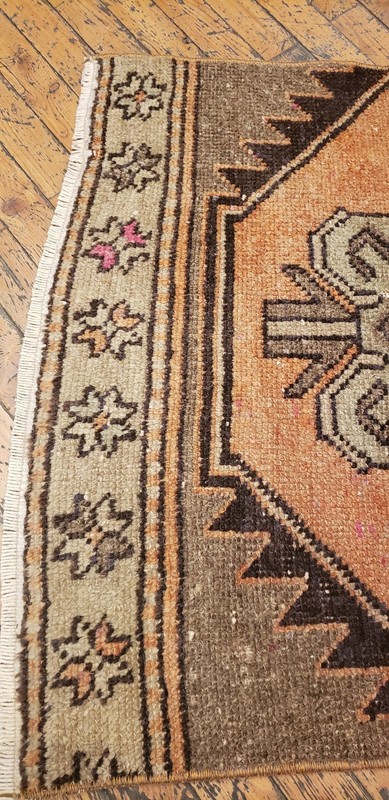 Beautiful 1930-1939's Antique Wool Pile Muted Natural Dye Oushak Runner Rug gallery