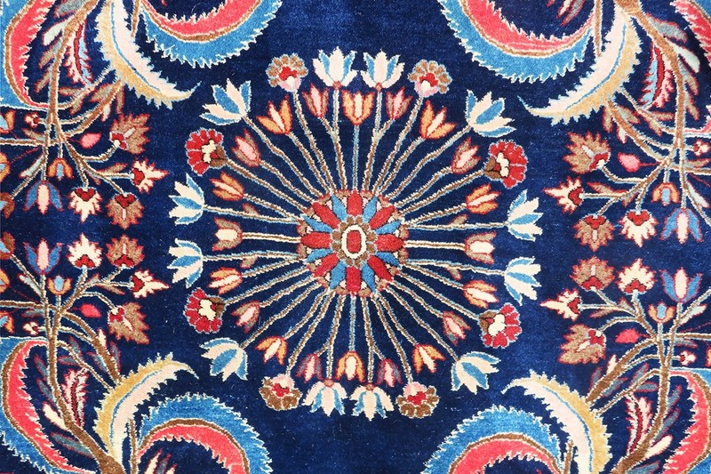 EXQUISITE, SUBLIME, ANTIQUE, ONE OF THE KIND, BOLD 1920 DABIR KESHAN LARGE RUG. gallery