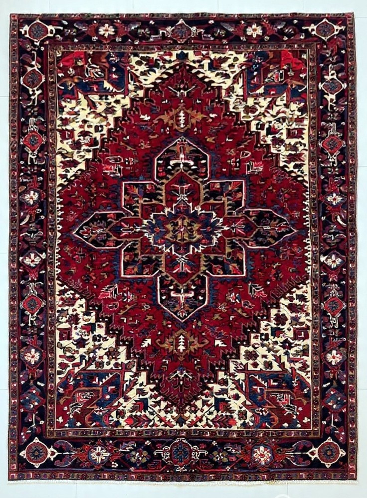 8x11 Vintage Heriz Hand Knotted Wool Red Tribal Geometric Area Rug Carpet