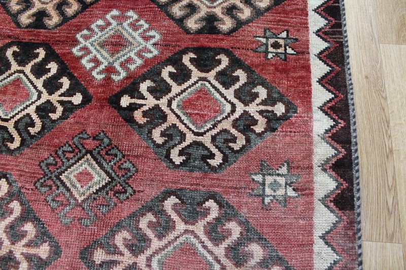 Antique Qashqai Tribal Wool Rug 218x110cm (7’2” x 3’7”) Hand Knotted Geometric gallery