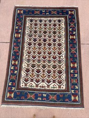 Vintage Kazak Ivory Oriental Rug 4’ 5” X 6’4” True Old Kazak Caucasian