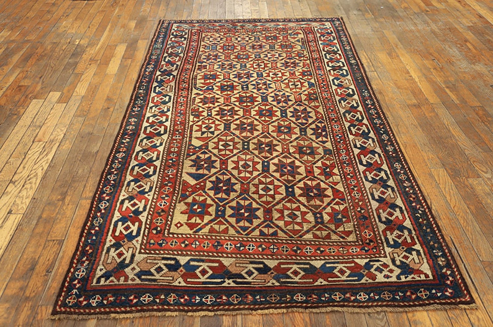 3'x8' Yellow Antique Tribal Geometric Caucasian Star Design Kazak Hallway gallery