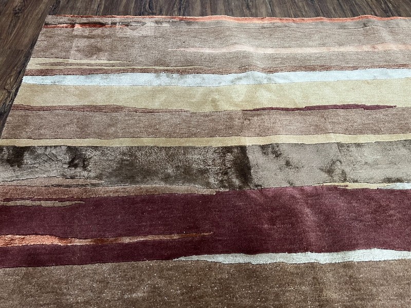 Modern Tibetan Rug 8x11 Nepali Carpet Shiny Velvety Soft Wool Silk Contemporary gallery