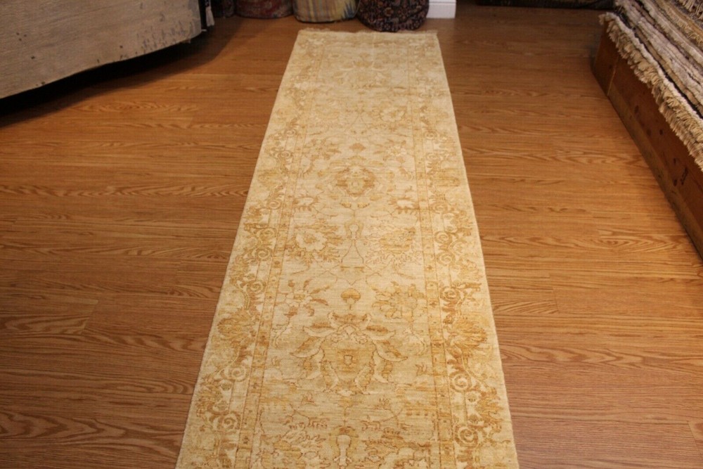 12 Ft. Hall Runner, Fine Quality handmade hand-knotted beige-light-blue-green