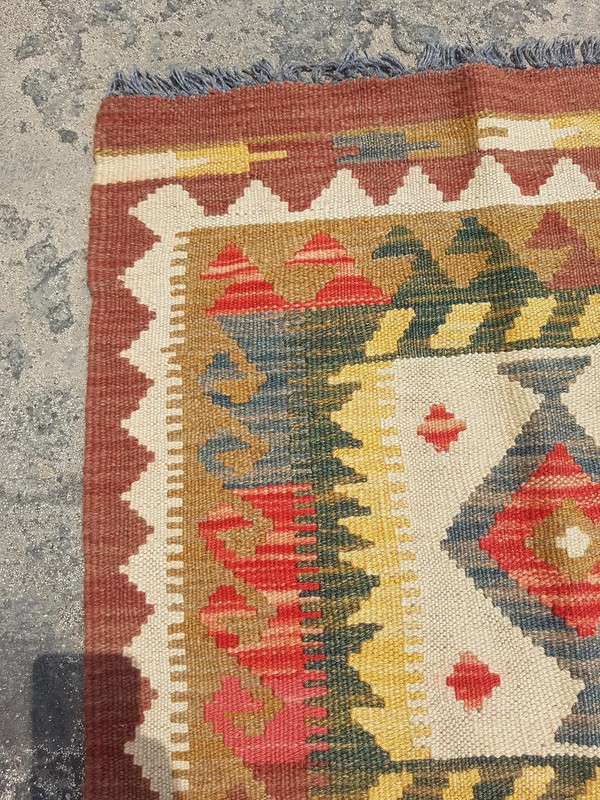 Fine Vintage Traditional Handmade Afghan Wool Multicolor Kilim 4.9x2.2 ft gallery