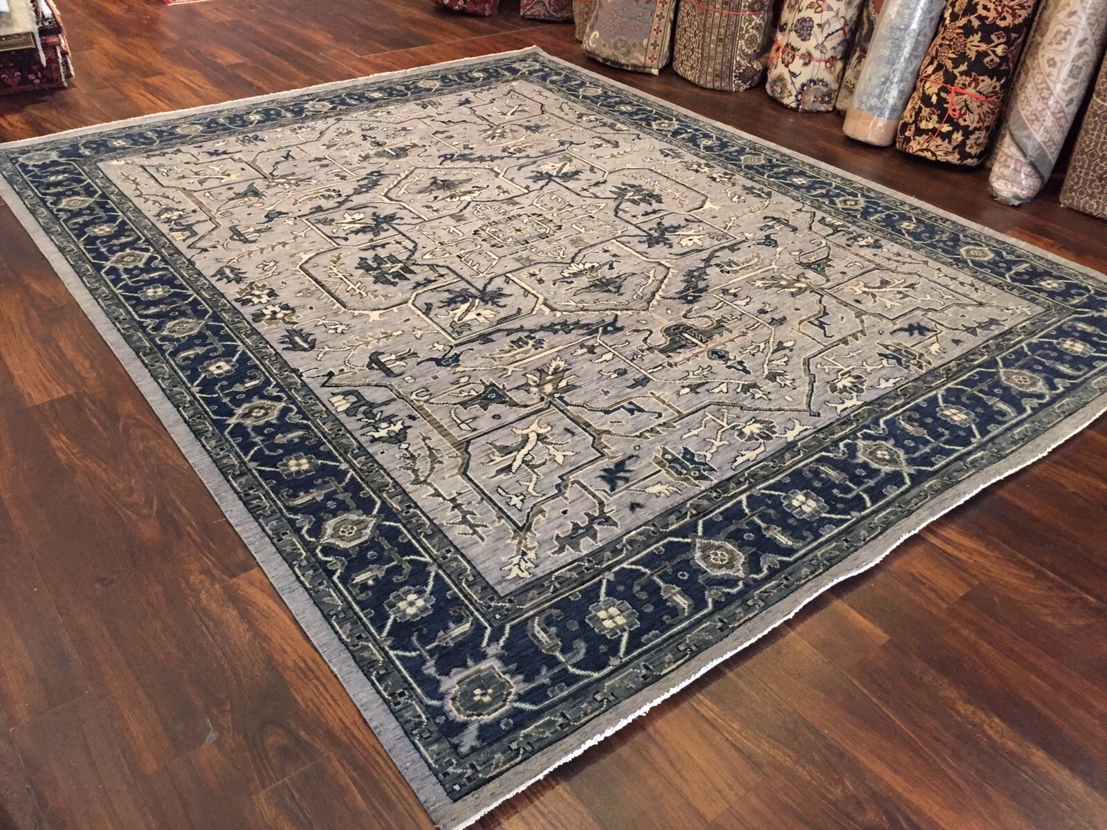 Genuine Hand Knotted Indo Oushak Heriz Geometric Area Rug Carpet 8’2”x10’6’’,49 gallery