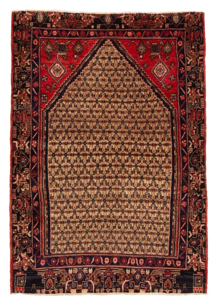 Vintage 4'1" x 5'11" Traditional Hand Knotted Vegetable Dye Wool Area Rug