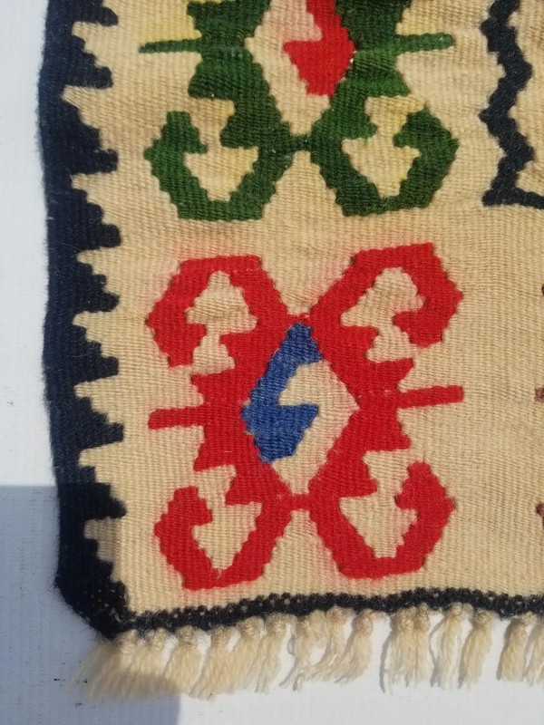 Vintage Traditional Handmade Turkish Anatolian Wool Multi Kilim Rug 3.8x2.1ft gallery