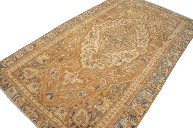 Hand-Knotted Antique Oriental Rug Muted Rust Floral Style Vintage Carpet 6X10 ft gallery