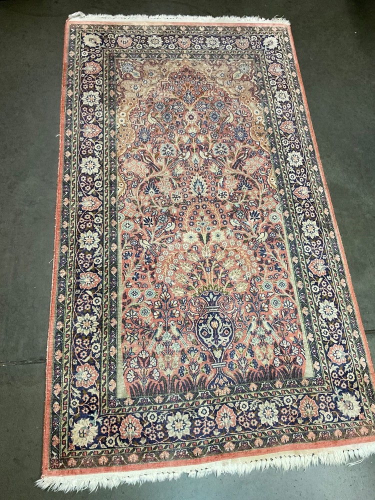 High Quality Silk Rug Wall Hanging Floor Pictorial Birds Silk Rug Carpet 3x5 Ft