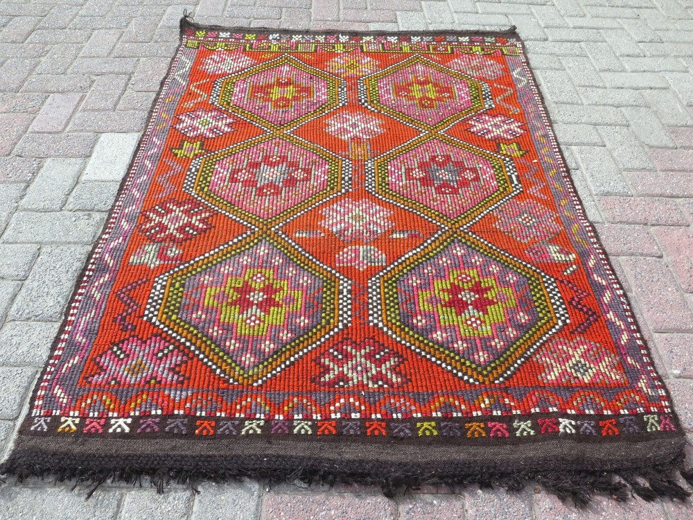 Bedroom Rug, Small Rugs, Area Rug, Vintage Turkish Kilim, Doormat, Kelim 42"X59"