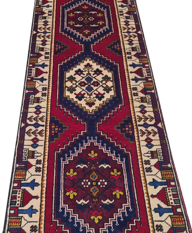 Amazing Hand Knotted Vintage Turkish Wool Area Runner Rug 11 x 3 Ft gallery