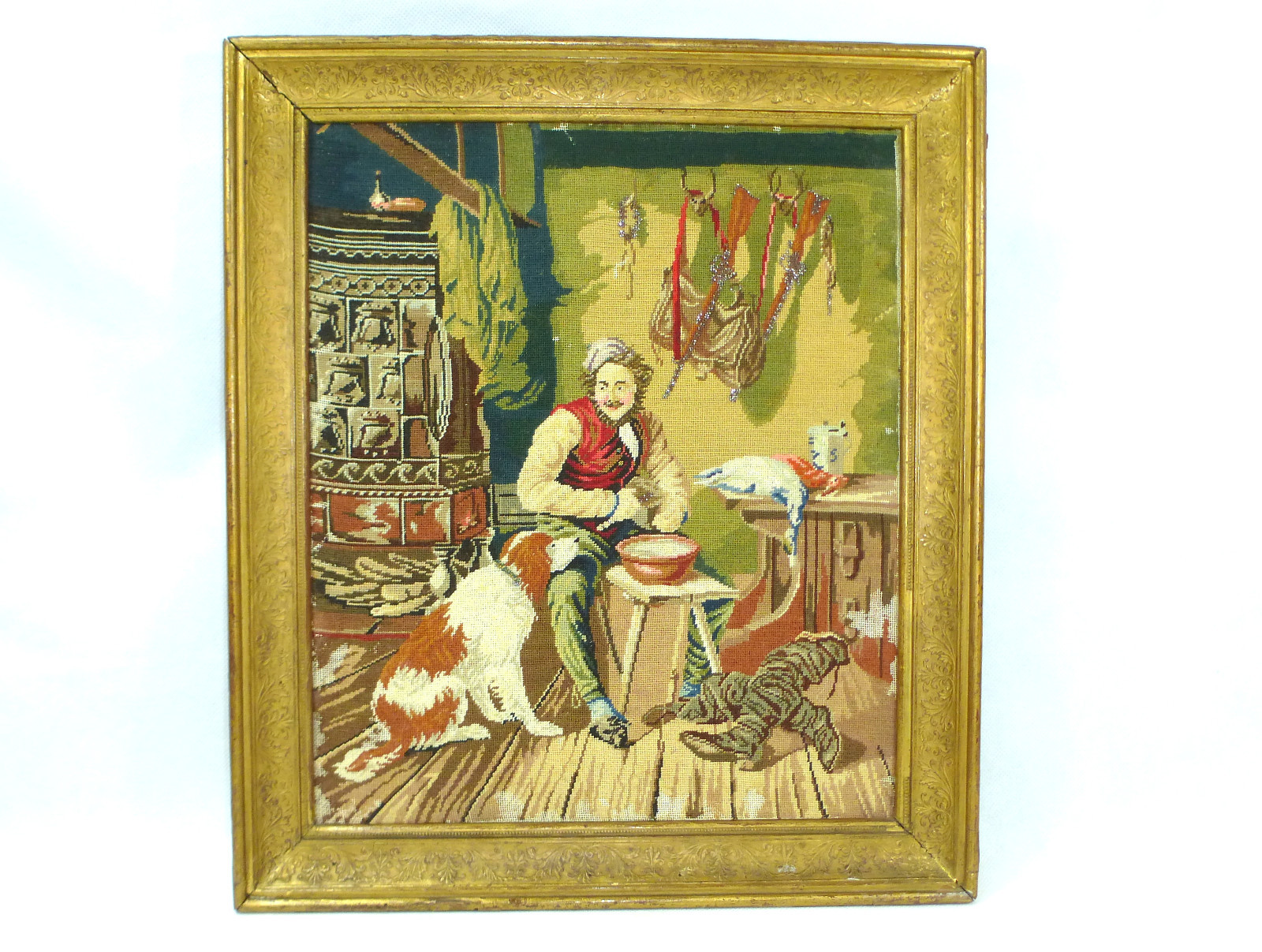 Large Hand-Embroidered Picture in Frame Dated 1843 NK-6963 gallery