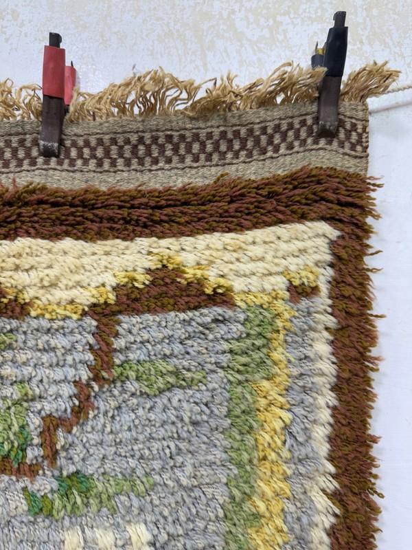 Vintage Beautiful Hand Knotted Swedish Scandinavian Rya Shag Wool Rug Carpet gallery