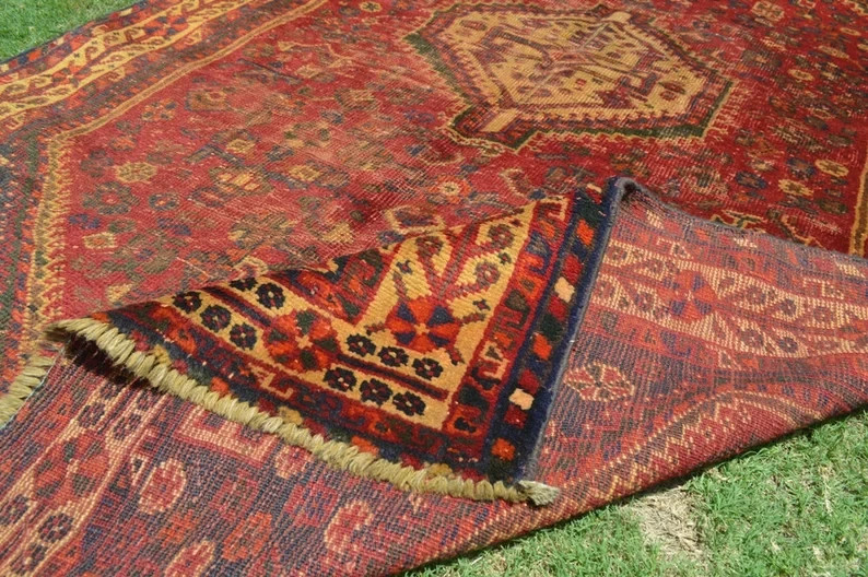 5 X 8 FT COLLECTORS’ ITEM Antique Natural Vegetable Dye Kazak Vase Design Carpet gallery