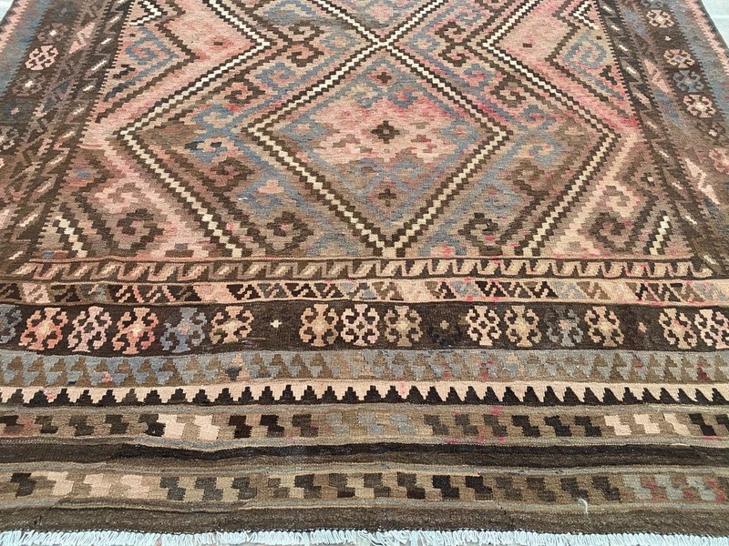 Terracotta Brown 7.8x12.2ft Afghan Kilim Rug Handmade Tribal Flatweave Wool rug gallery