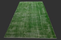 Vintage Turkish Oushak Rug, Green 5×8 ft, Handmade Wool, Bohemian Anatolian