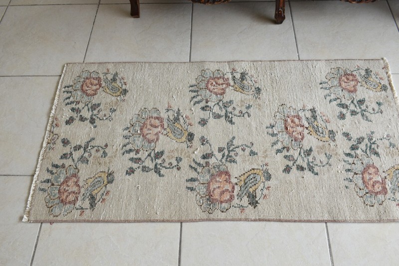 Vintage Oushak Rug 4x2 ft Turkish Floor Rug Faded Area Rug Oriental Rug gallery