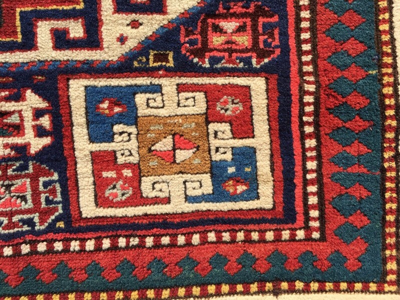 CAUCASIAN KAZAK ( MEMLING GUL ) Size : 3' 6" x 9' 3" Late 19th Century. gallery