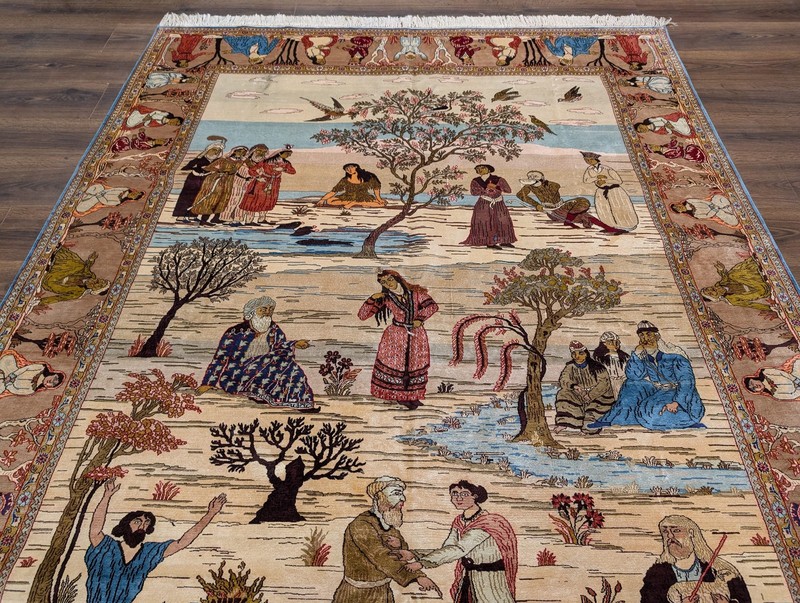 Sino Per'sian Silk Pictorial Rug 6x8, Very Fine 650 KPSI gallery