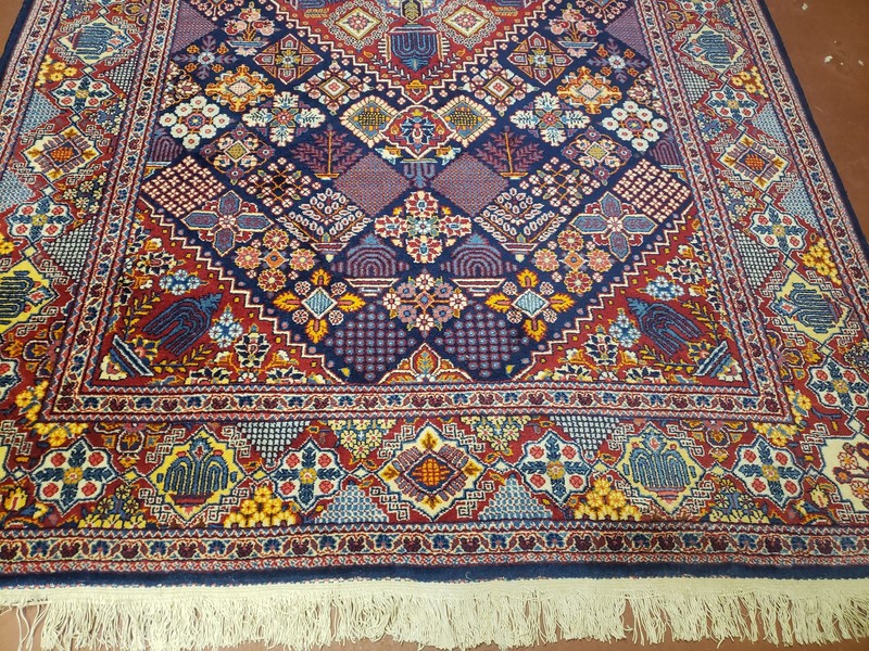 Per'sian Rug 5x7, Dark Blue, Multicolor Panel Design, Wool Handmade gallery