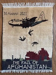 Afghan Handmade War Rug – Fall of Afghanistan – 32×25 in