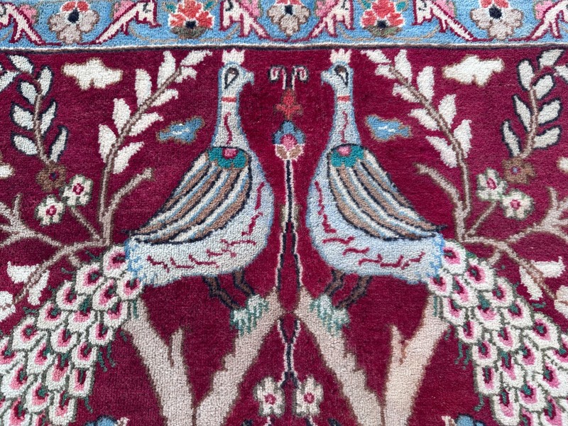 COLLECTORS' ITEM Stunning Vintage Peacock Peafowl Shikargah Pictorial Wall Hang gallery