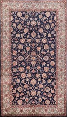 Blue Large Rug 10×17 Vegetable Dye Traditional Floral Hand-knotted Wool Carpet