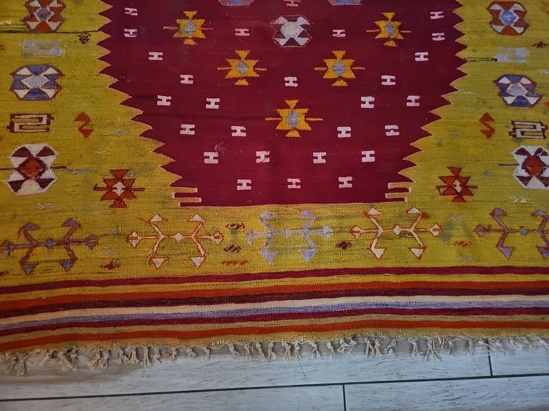 Antique Genuine Kilim Wool Rug 4 Ft. 3 Inches x 6 Ft. 10 Inches Hand Woven gallery
