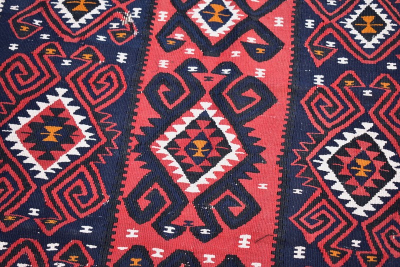 Turkish Kilim Rug 35''x40'' Handwoven Van Kilim 90x102cm Wool Vintage Area Rug gallery