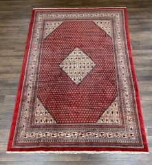 Vintage Handmade Fine Turkish Rug, Tribal Paisley Design, Light Distress, 7×11