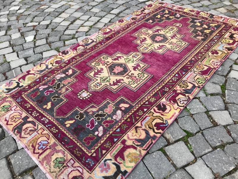 Turkish Antique rug Bohemian Area rug Oushak rug Vintage Rug Handmade Wool rug gallery