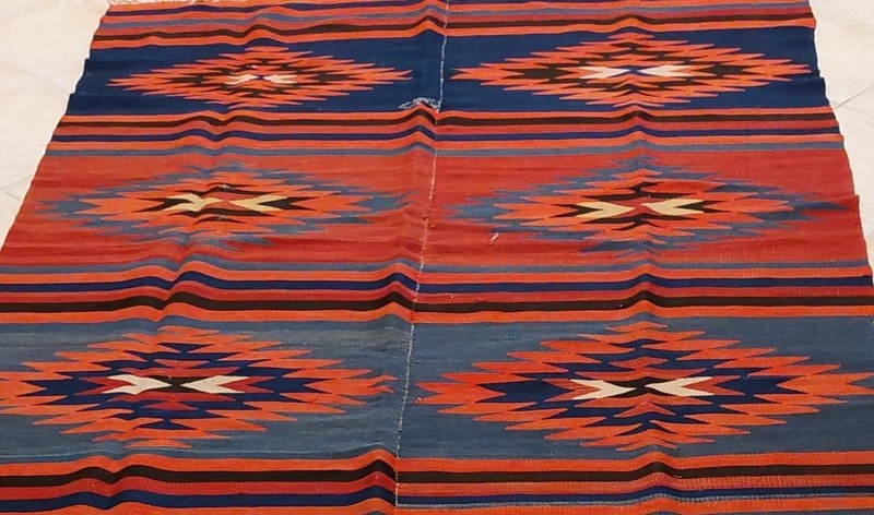 Greek Thessaly? Pelion? Old Handwoven Wool Kilim 140x275cm gallery