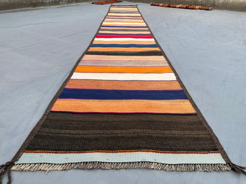 AFGHAN KILIM RUNNER STRIPED BOHO RUG HANDWOVEN WOOL FLATWEAVE NOMAD RUG 2x16 FT gallery