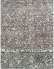 Vintage Original Area Rug Oushak Distressed Low Pile 10 X 13′ Tabrizz Beauty