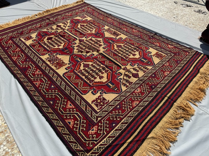 7x9 ft Afghan Handwoven Vintage Wool Kilim Rug Geometric Muted Terracotta Carpet gallery