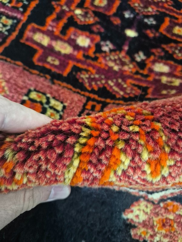 Antique Handwoven Wool Collectible Rug Pillow, Anatolian Kurdish Small Carpet gallery