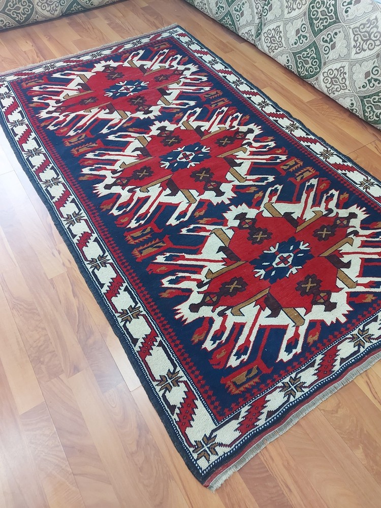 Antique Kazak Rug Azerbaijan Adle Rug Caucasian Eagle Rug Geometric Antique Rug