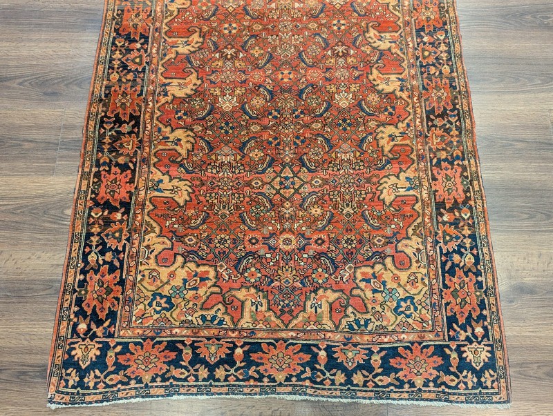 Antique Per'sian Farahan Sarouk Rug 3x5 Terracotta Navy Blue Rare Collectible gallery