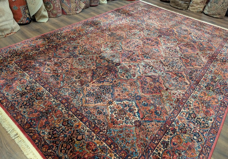 Antique Karastan Rug 8.8 x 12 Multicolor Panel Kirman #717, Wool gallery