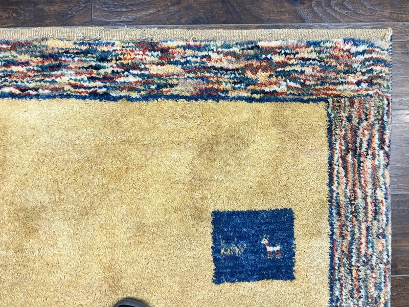 Indo Gabbeh Rug 3.7 x 5, Tribal Rug, Boho Rug, Wool Handmade Carpet gallery