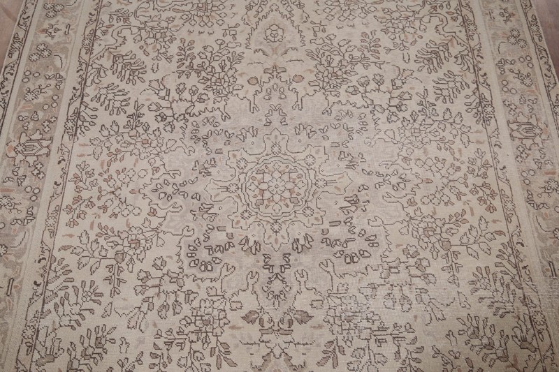 Muted Distressed Geometric Tebriz Vintage Area Rug 7x10 Handmade Living Room Rug gallery