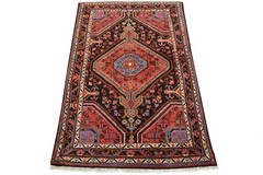 Zanjan Rug 3’6” x 5’3” Black Wool Vintage Tribal Hand-Knotted Oriental Carpet