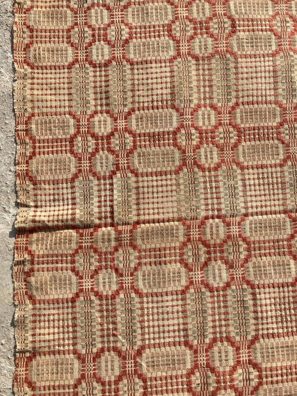 Vintage Handmade Turkish Geometric Wool Rust Red Kilim Rug 192x158 cm gallery