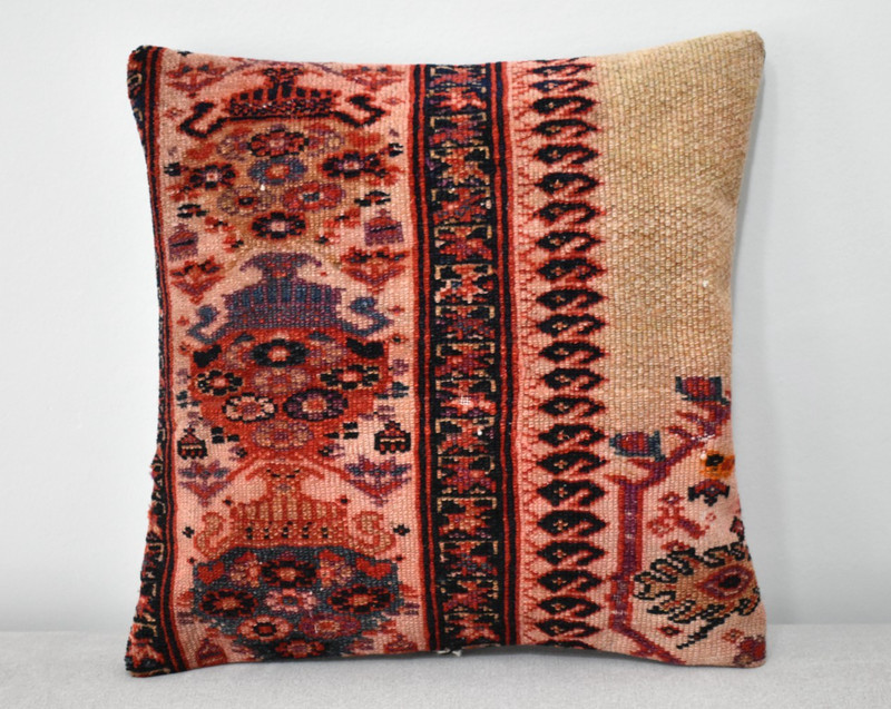 Antique Pillow Cover Sofa Rug 16'' x 16'' Made of Antique Cushion Cover Carpet gallery