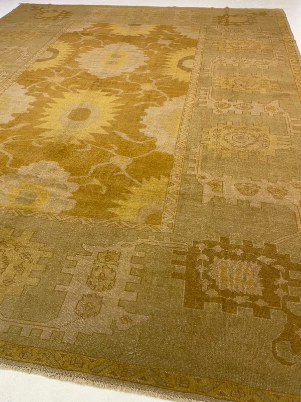 Oriental Hand-Knotted Wool Area Rug Turkish Oushak Gold/Beige 11'5" x 13'10" gallery