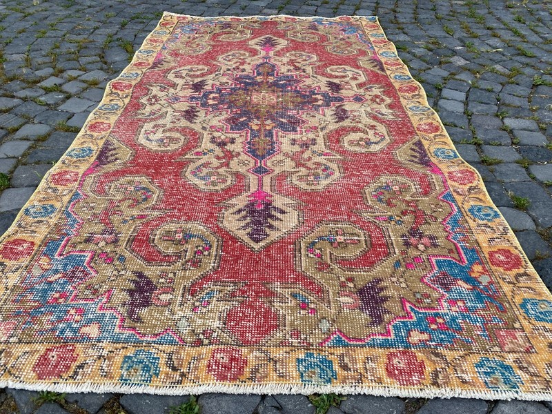 Handmade rug,Turkish rug,Wool rug,Bohemian area rug,Home decor 4,1 x 7,3 ft gallery