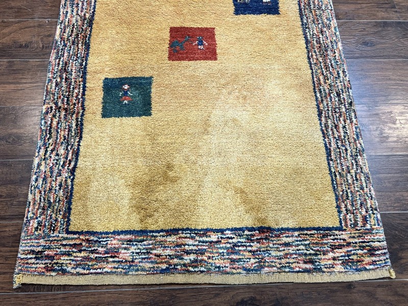Indo Gabbeh Rug 3.7 x 5, Tribal Rug, Boho Rug, Wool Handmade Carpet gallery